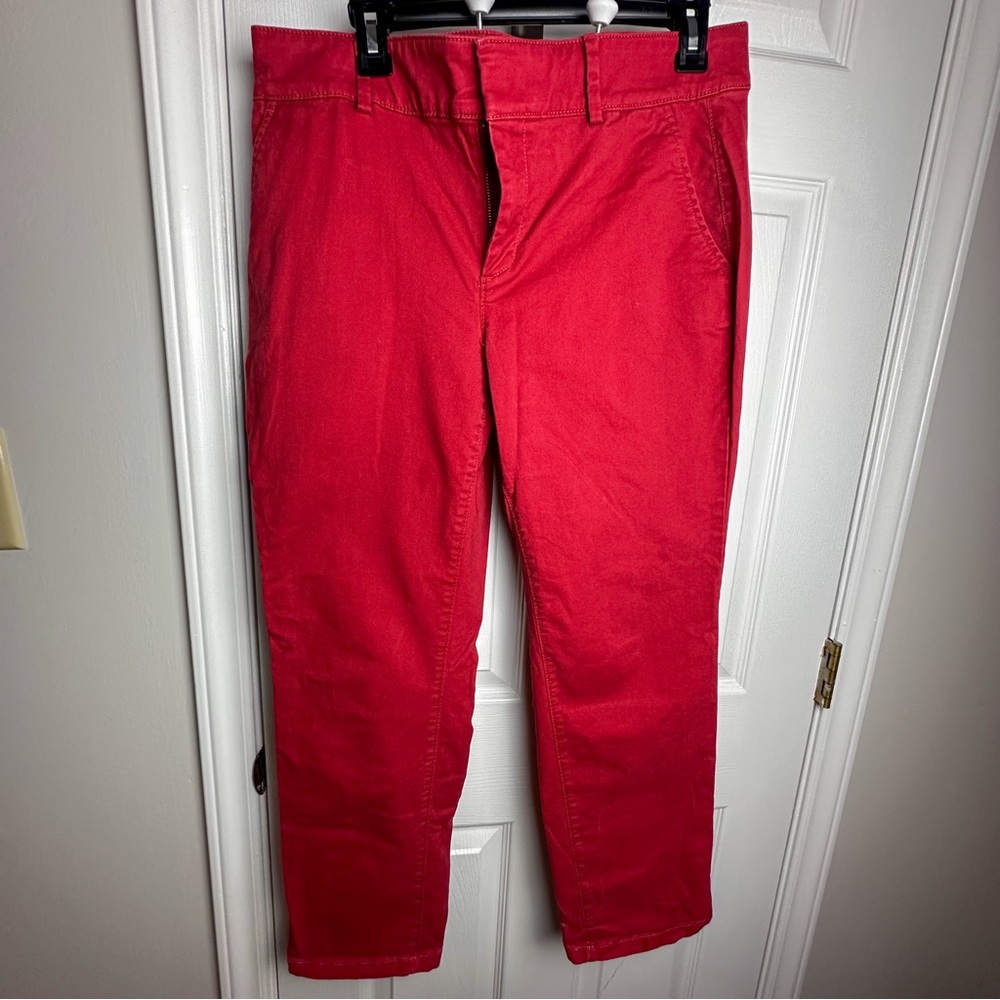 LOFT Red Chinos Vibrant Straight-Leg Pants